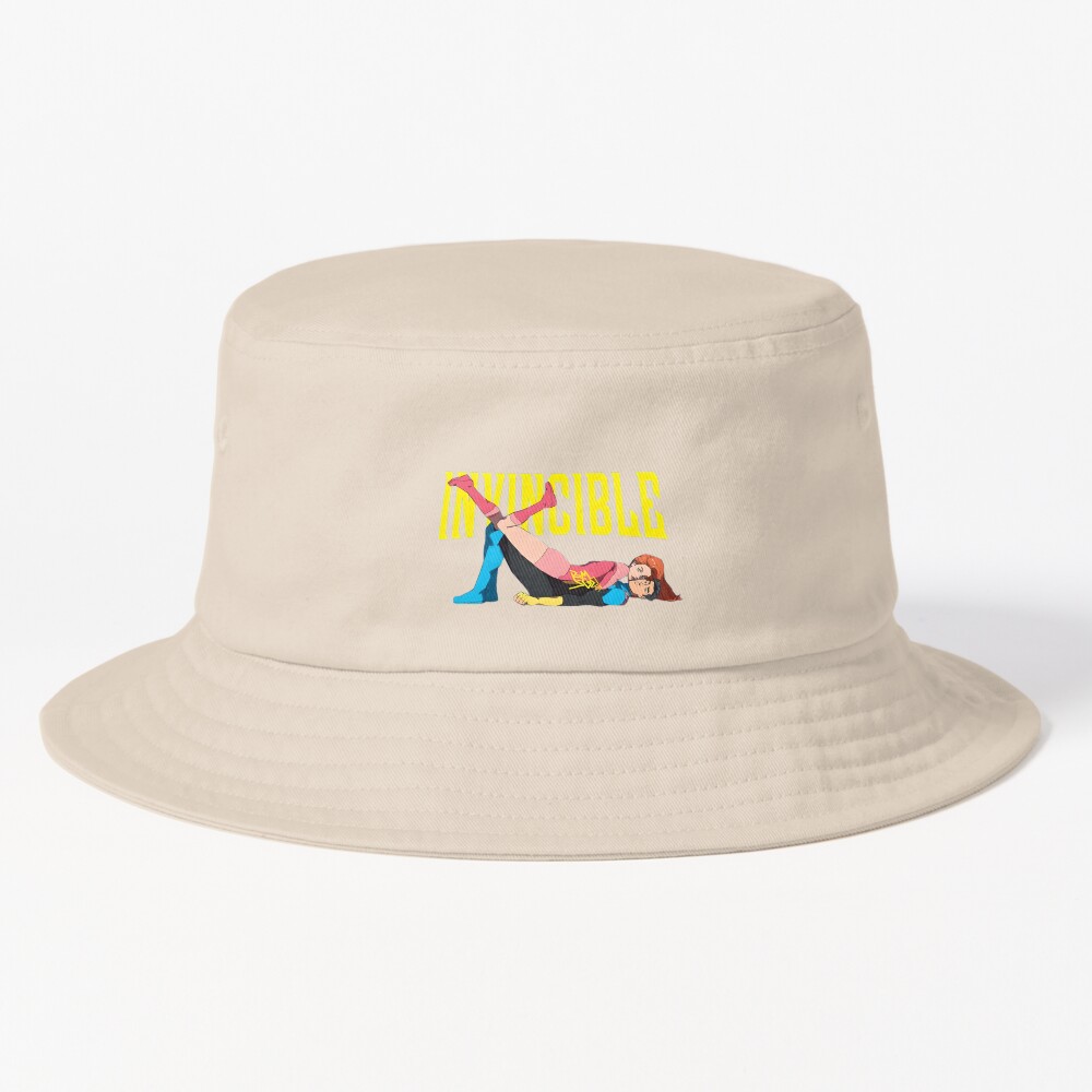 Invincible And Atom Eve Yellow Text Bucket Hat