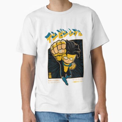 Invincible Chibi Anime Design Mark Grayson Cute Style Japanese Retro Comic Art Kawaii Superhero T Shirt And Merch T-shirt