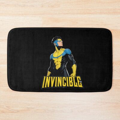 Invincible Yellow Text Bath Mat