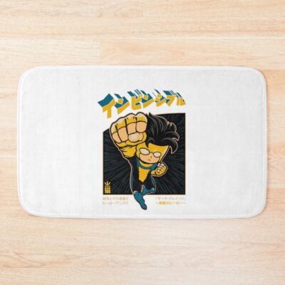 Invincible Chibi Anime Design Mark Grayson Cute Style Japanese Retro Comic Art Kawaii Superhero T Shirt And Merch Bath Mat
