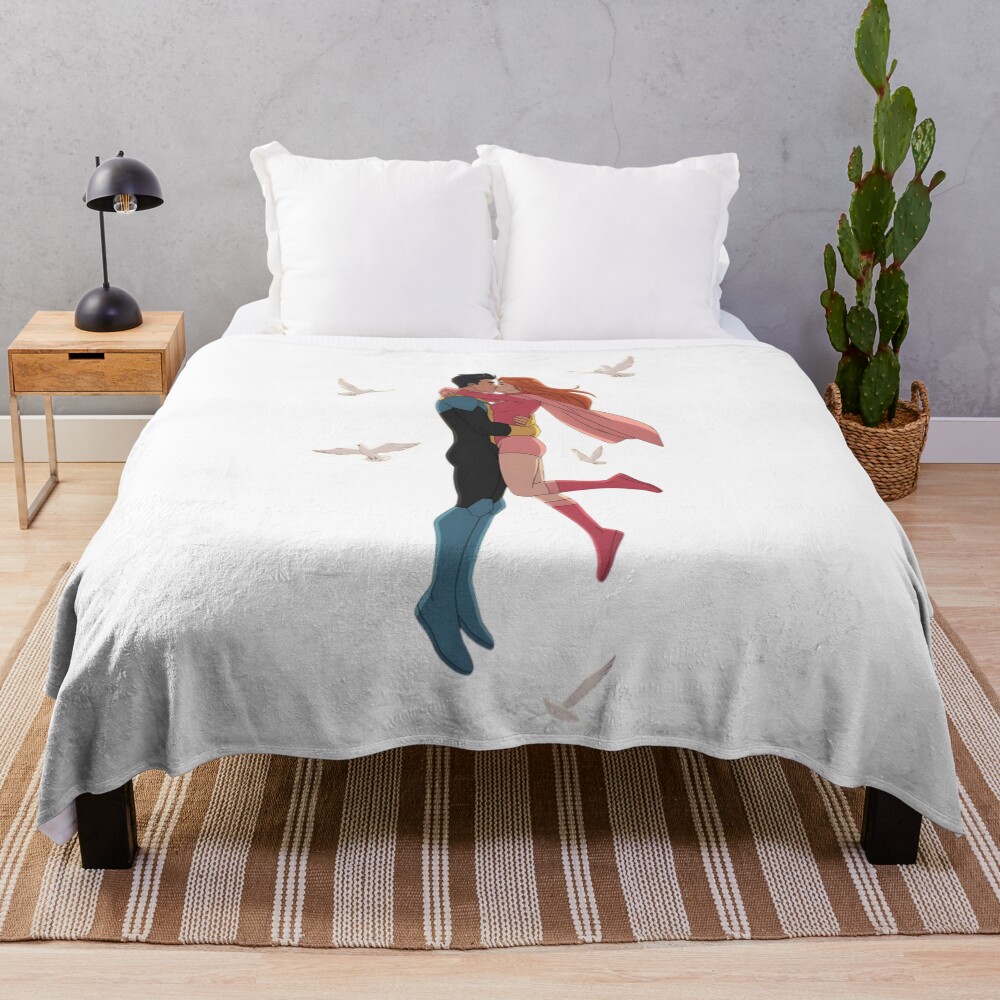 Invincible And Atom Eve Kiss Throw Blanket