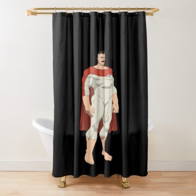 Omniman Black Background Shower Curtain