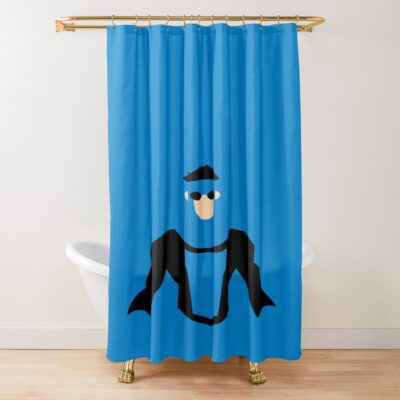 Invincible Blue Design Shower Curtain