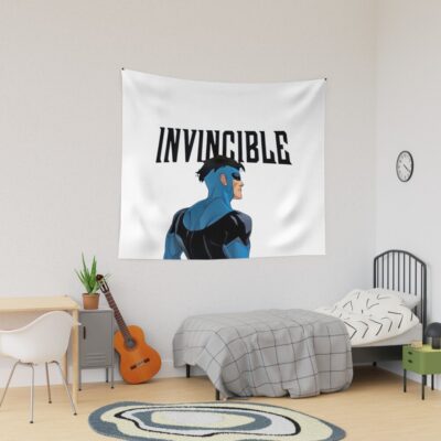 Invincible Black Text Tapestry