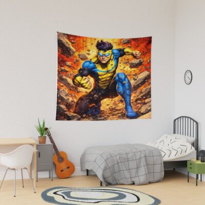 Invincible Explosion Power Hero Punch Art Tapestry