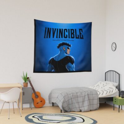 Invincible Blue Background Tapestry