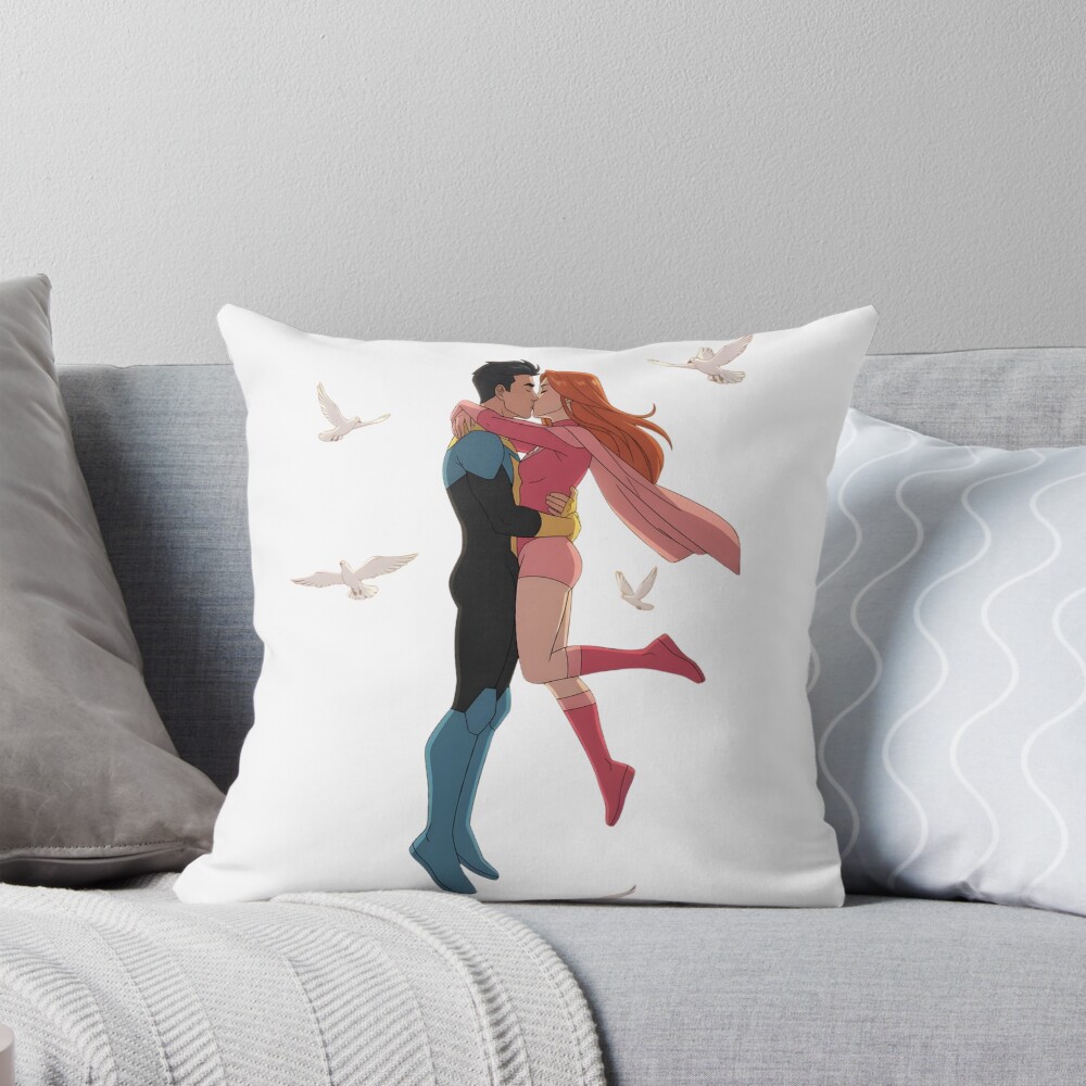 Invincible Kiss Atom Eve Throw Pillow
