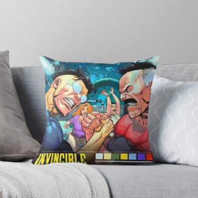 Invincible Vs Omniman Throw Pillow