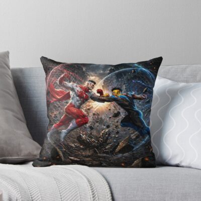 Invincible And Omniman Fire Throw Pillow