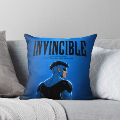 Invincible Blue Background Throw Pillow